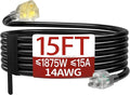 15 FT 14/3 Extension Cord Outdoor, Heavy Duty Weatherproof & Flame Retardant by Skrizcable