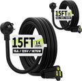 Vockjour 15 FT 2 Pack Black Low Profile Flat Plug 14 Gauge Heavy Duty Extension by Vockjour