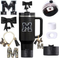6pcs Black Stanley Cup Accessories Set, Bow Straw Topper by MOTEERLLU