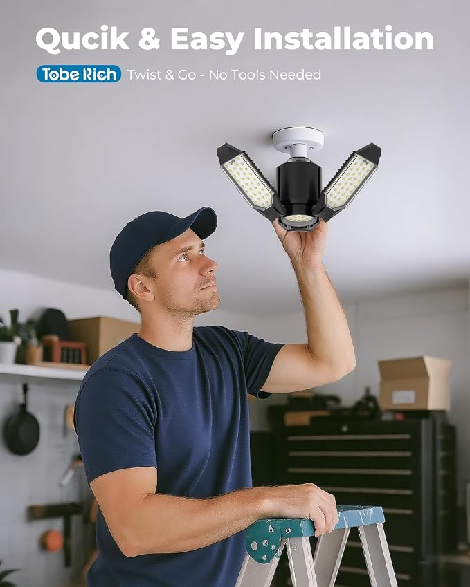 toberich LED Garage Light Bulbs 6 Pack, 8000LM Shop Lights - Image 5
