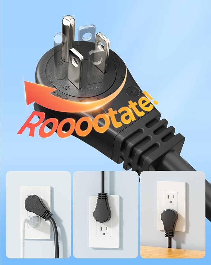 DEWENWILS 360° Rotating Flat Plug Extension Cord, 25FT Black Extension Cord - Image 5
