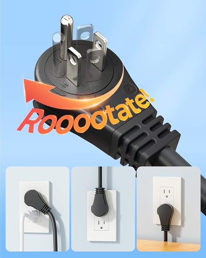 DEWENWILS 360° Rotating Flat Plug Extension Cord 15FT, 14/3 Gauge 3 Prong - Image 3