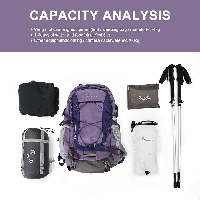 MOUNTAINTOP 40L Hiking Backpack, Lightweight Travel Backpack - Image 3