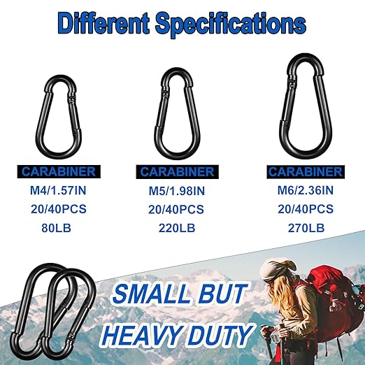 20PCS M6 Heavy Duty Carabiner Clip, 2.36Inch Snap Hook Quick Link Small - Image 5