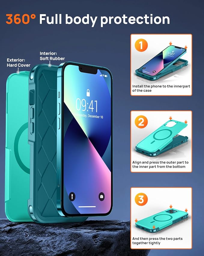 Lanhiem Magnetic for iPhone 13 Case, 2 Pack 10 FT Military Grade Drop - Image 5