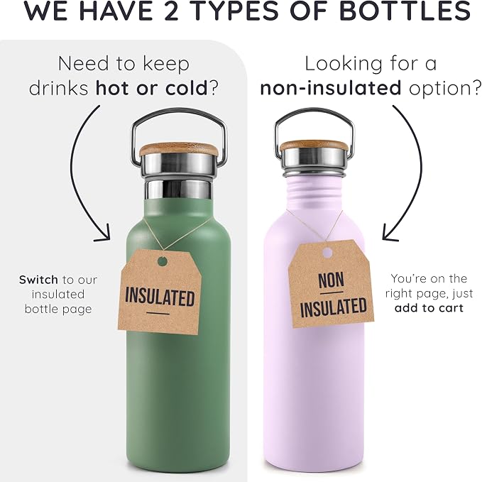 Bambaw Stainless Steel Water Bottle, 1 Litre Non-Insulated Stainless Steel - Image 6