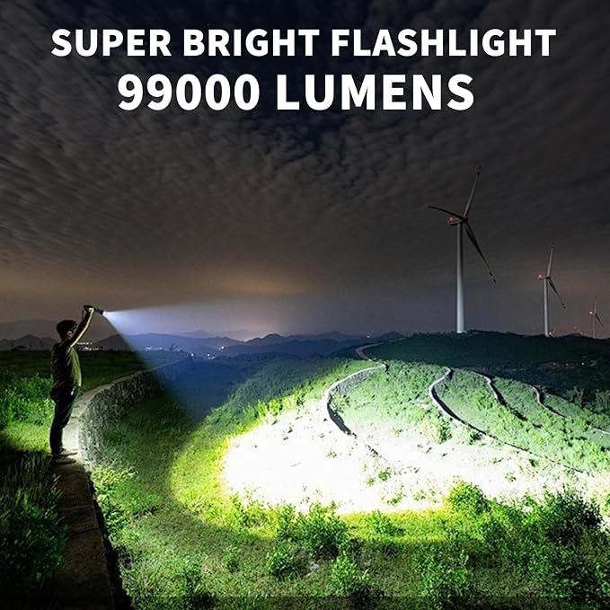 Rechargeable Flashlight 99000 High Lumens, LED Super Bright Flash Light - Image 3