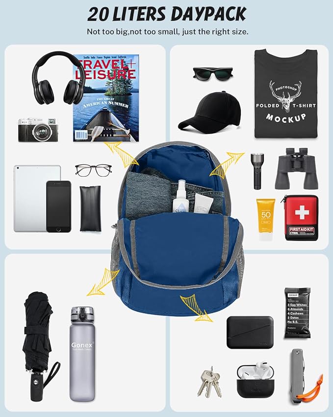 Gonex Ultra Lightweight Packable Backpack 20L Daypack Handy Foldable Camping - Image 5