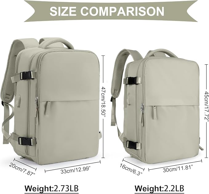 coowoz Black Travel Backpack For Women Men Airline Approved, Carry On Backpack - Image 2