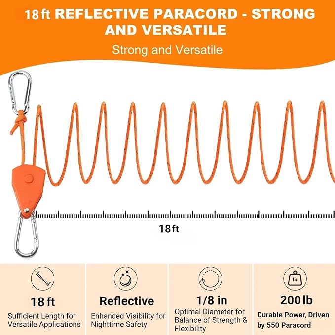 Longer 18ft Ratchet Straps Ropes Tie Down Rope Strap Small Mini Reflctive - Image 3