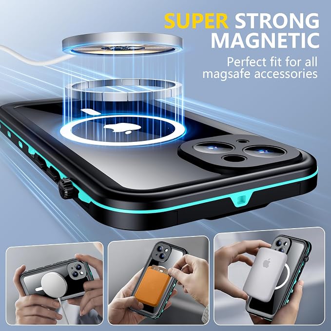Red2Fire for iPhone 14 Case Waterproof, Phone Case 6.1" Blue/Clear - Image 4