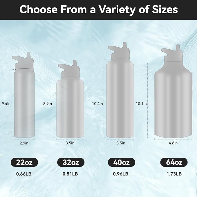 HASLE OUTFITTERS Half Gallon Insulated Water Bottles 64 oz, Stainless Steel - Image 5