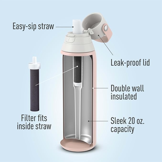 Brita Stainless Steel Premium Filtering Water Bottle, Replaces 300 Plastic - Image 3