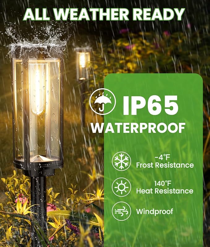 BITPOTT Solar Pathway Lights Outdoor, 4 Pack Bright Solar Powered Garden Lights - Image 5