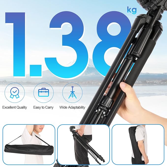 Tripod Stand for Camera & Cell Phone, 68” Professional Stand - Image 2