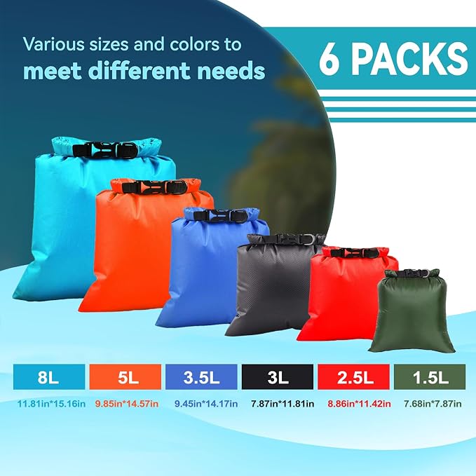 6PCS Dry Bags Waterproof, Lightweight Dry Bags - Image 2