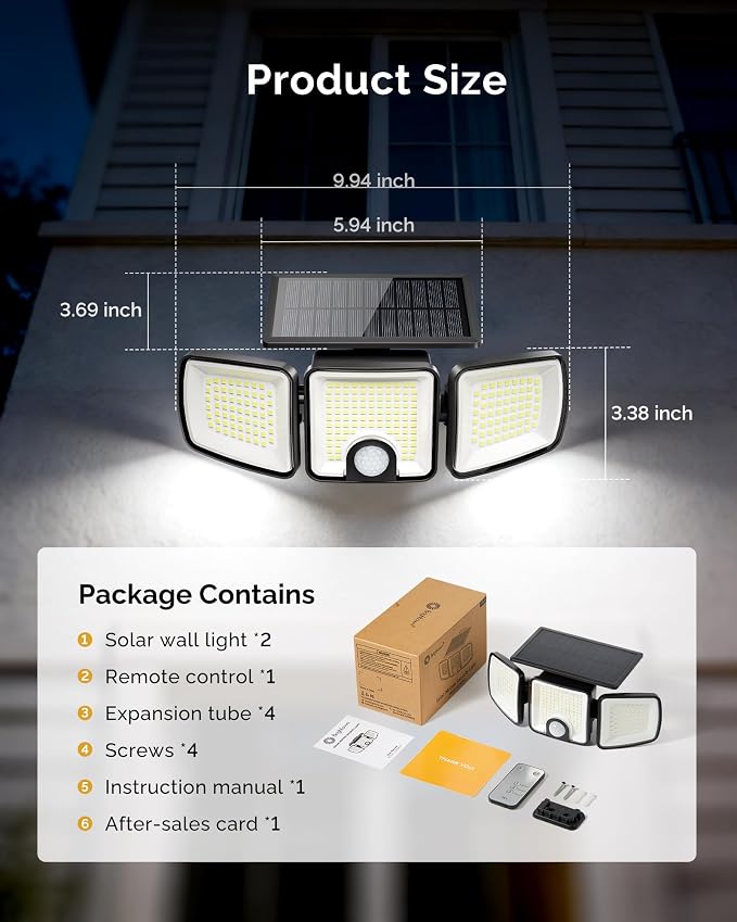 Brightown 2 Pack Solar-Security-Flood-Outdoor-Lights-with-Motion-Sensor - Image 7