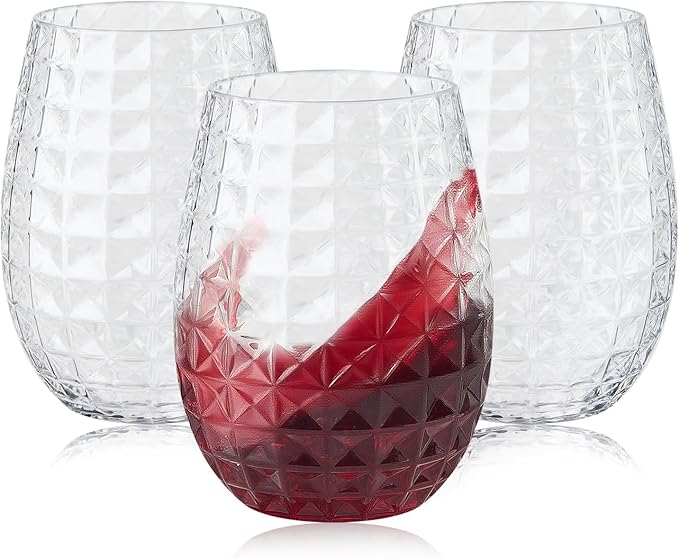 Lueumxc 20 Pack Plastic Wine Glasses, 16Oz Disposable Wine Glasses Unbreakable by Lueumxc