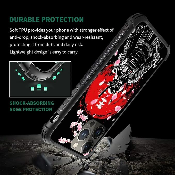 for iPhone 12 Pro Max Case, Sakura Japanese Samurai Pattern Graphic Design Girl - Image 2