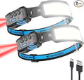 Smiling Shark Headlamp, 2 Pack Head Lamps Led Rechargeable 6 Modes 7*White by SmilingShark