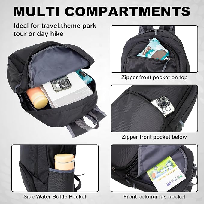 HOLYLUCK 20L Lightweight Packable Hiking Daypack Foldable Backpack - Image 3