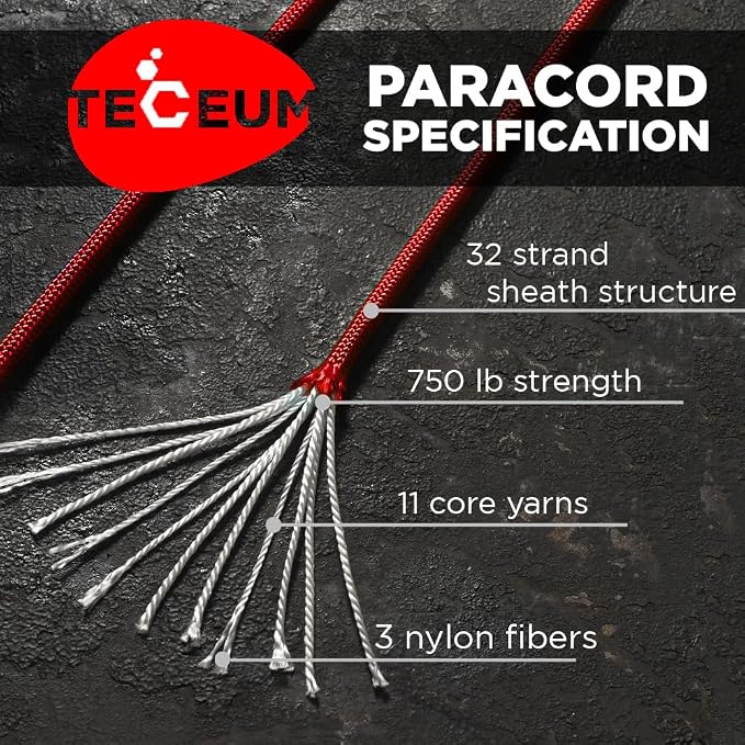 TECEUM 5/32" Paracord Rope 1000 – 1000ft / 200ft / 100ft / 50ft – Tactical - Image 2