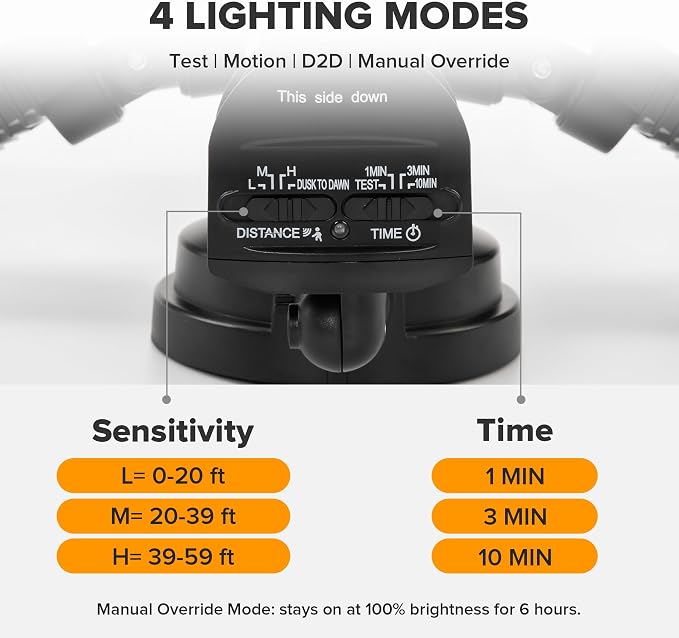 UME 2 Pack 5500LM LED Security Lights Motion Sensor Light Outdoor, 5000K - Image 4