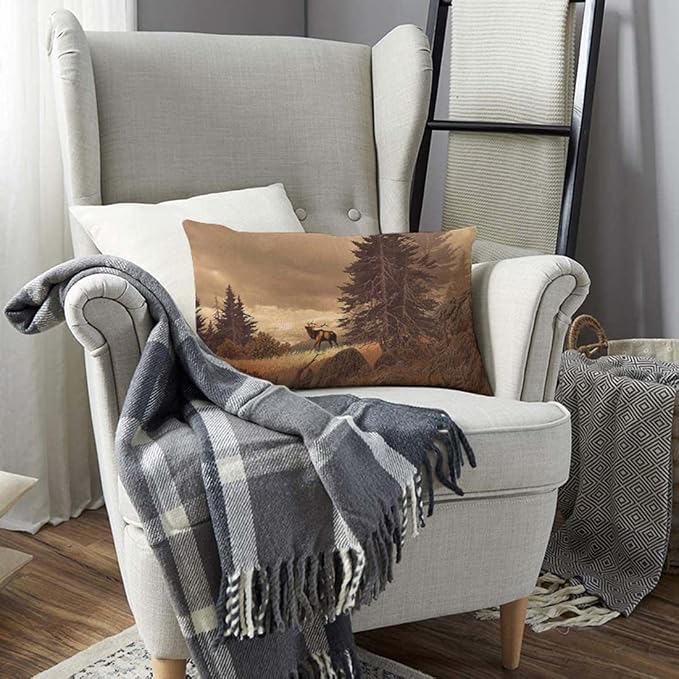 TKS MITLAN Brown Deer Pillow Cover 12x20 inch Elk in The Rocky Mountains Rocks - Image 3