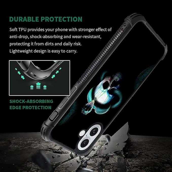 for iPhone 16 Plus Case, Skeleton Winding Snake Pattern Graphic Design Girl Boy - Image 7