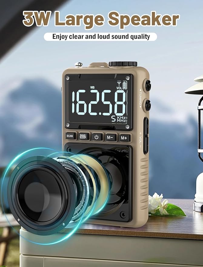 Digital AM FM Weather Band Radio 851mAh Rechargeable Portable Pocket Radio - Image 4