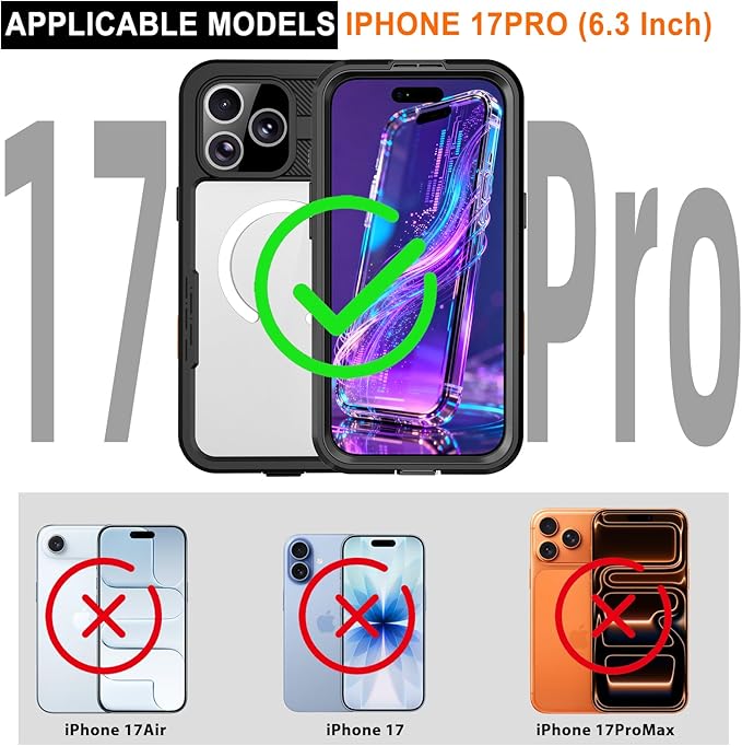 Phone Case for iPhone 17 Pro, IP68 Submersible Military Grade Waterproof - Image 2