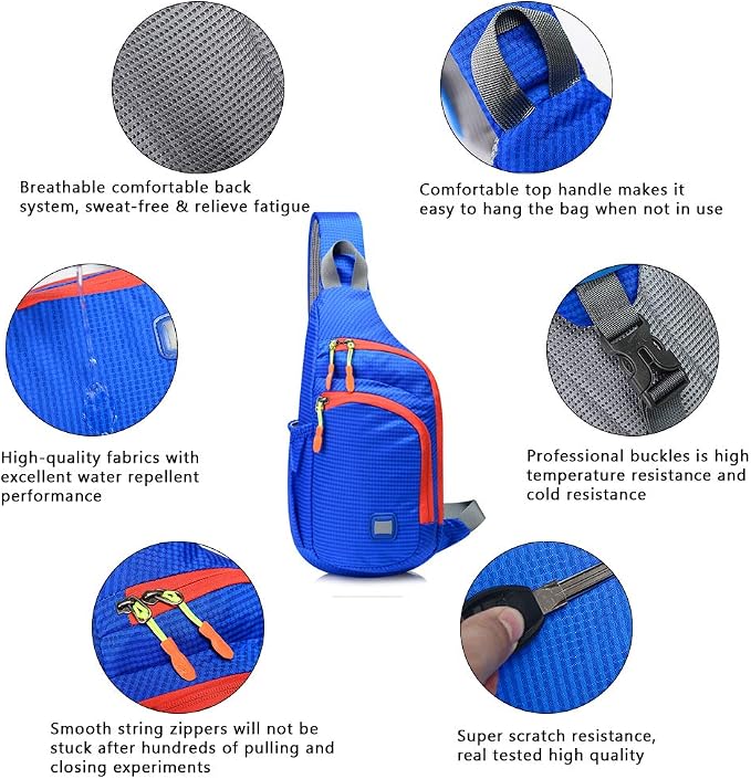 Peicees Small Sling Backpack Waterproof Unisex Shoulder Bag Chest Crossbody - Image 3