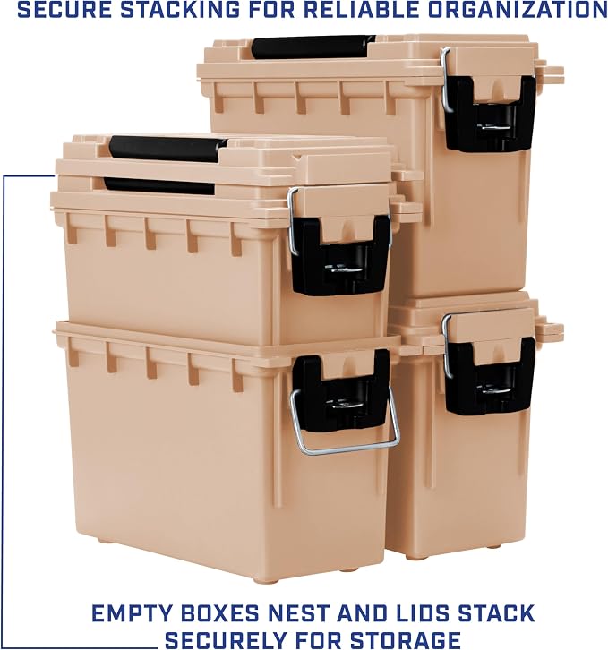 Sheffield 12627 Ammo Storage Box, Stackable .30 Cal Field Boxes, Water and Dust - Image 6