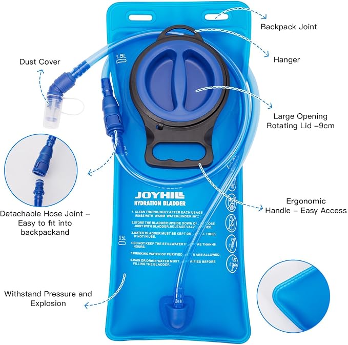 JOYHILL TPU Hydration Bladder, 1.5L 2L 3L Water Bladder - Image 2