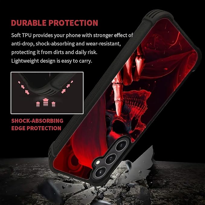 for Samsung Galaxy S23 FE Case, Gestures Funny Skull Pattern Graphic Design - Image 4