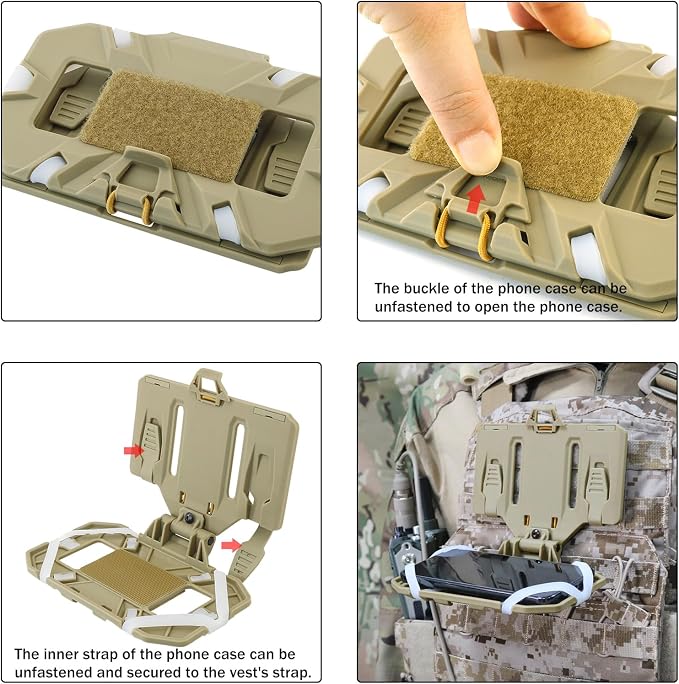 Phone Mount MOLLE Vest Plate Carrier Tactical Phone Holder, Quick Release Flip - Image 6