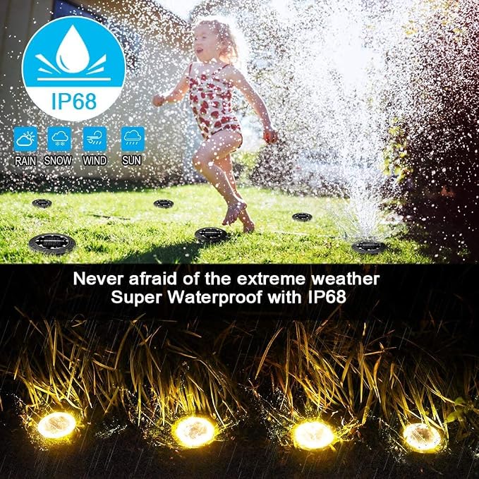 Solar Powered 2Pack, Waterproof LED Outdoor Disk Lights - Image 3