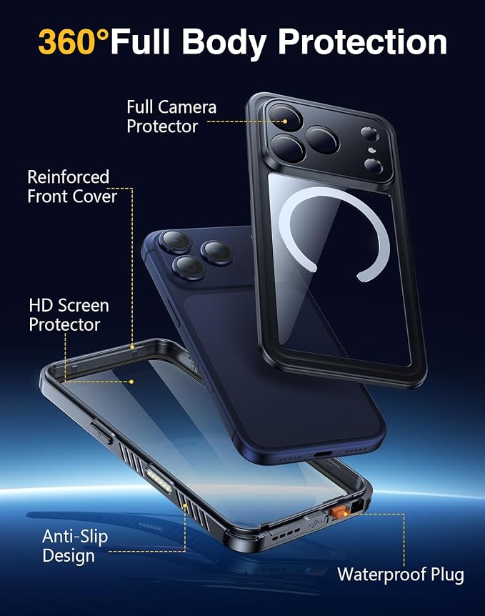 Lanhiem Magnetic for iPhone 17 Pro Case Waterproof, Built in Screen Protector & - Image 6