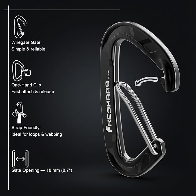 FresKaro 15kN-3372lbs Heavy Duty Wiregate Carabiners, Reliable Time-Tested - Image 3