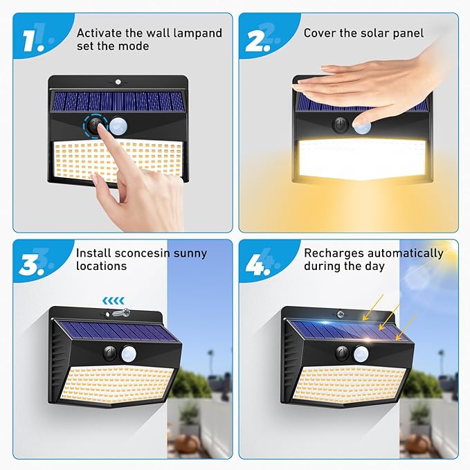 Solar Motion Sensor Lights Outdoor Solar Fence Lights - Image 5