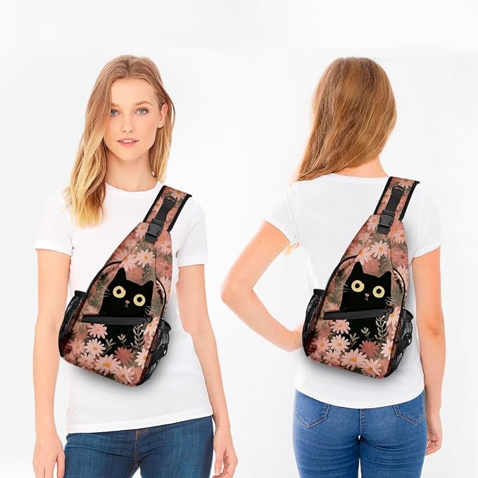 FyLybois Cat Sling Bag for Women Lightweight Crossbody Backpack Casual Daypack - Image 3