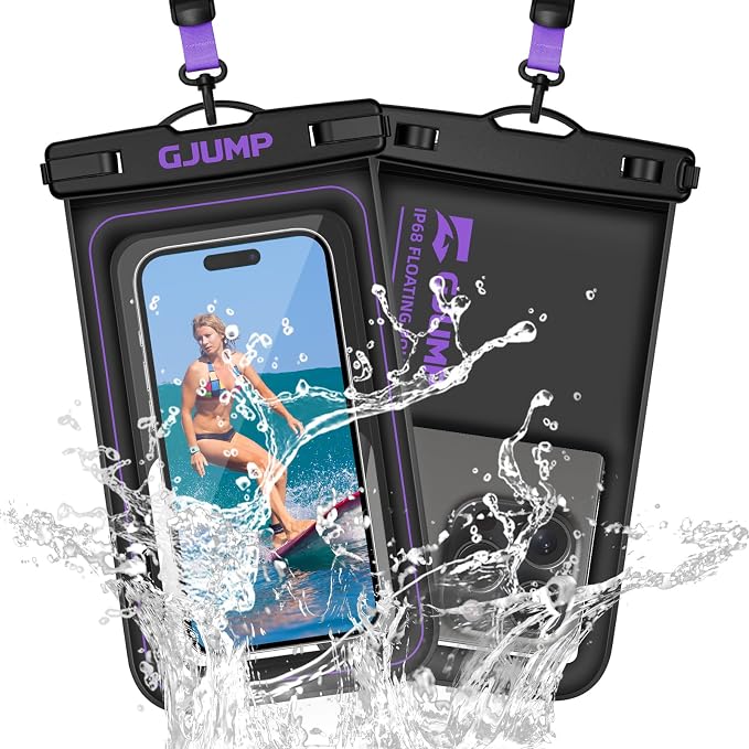 Waterproof Phone Pouch Floating 2 Pack, IP68 Dry Bag Compatible by GJUMP