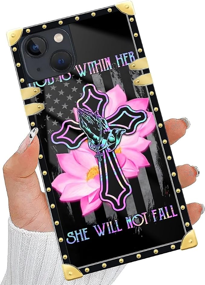 Compatible with iPhone 14 Case, Praying Cross Hands Luxury Golden Decoration - Image 5