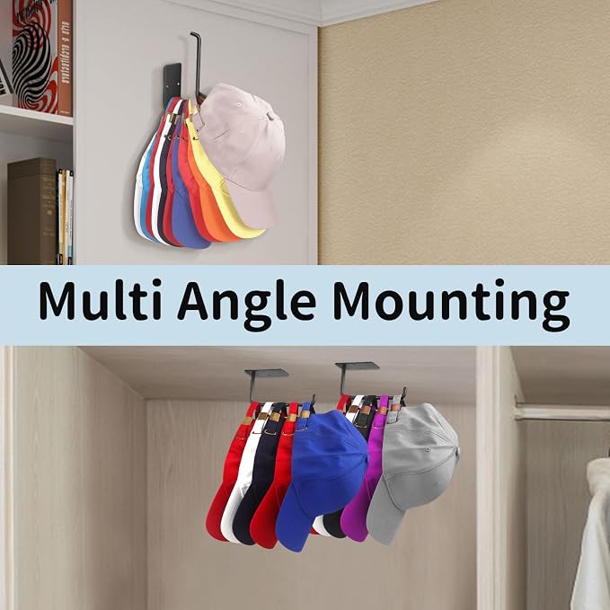 Hat Racks for Baseball Caps 4 Pack, Stainless Steel Adhesive Hat Hanger Hooks - Image 3