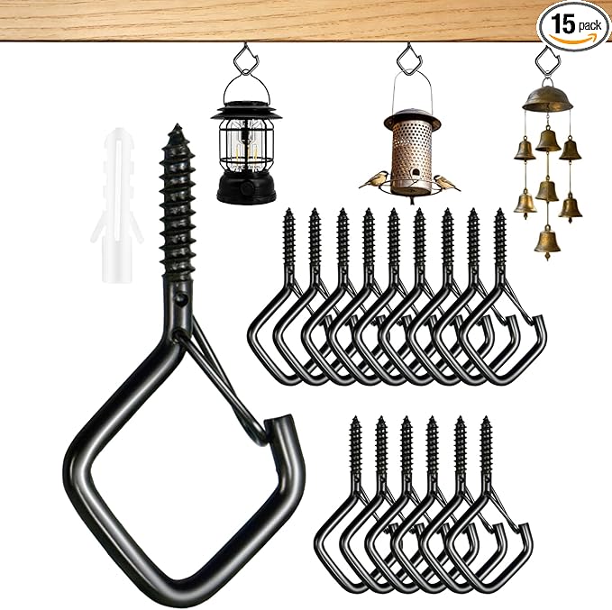 15 Pcs Black Eye Hooks Screw Heavy Duty, Ceiling Hooks by Unknown