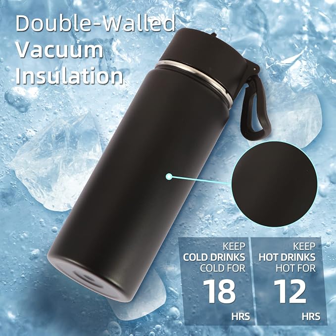 Volhoply 18oz Kids Insulated Water Bottle, Stainless Steel Water Bottles - Image 2