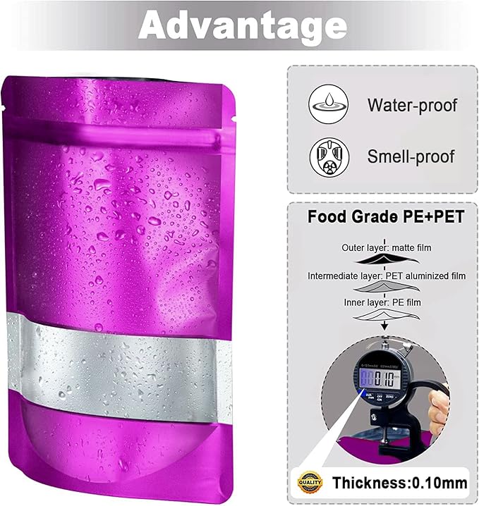 6.3"x9.5" 120pcs Mylar Bags for Food Storage, Smell Proof Bag - Image 5