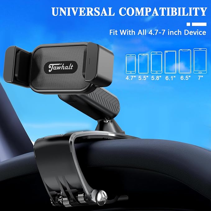 Universal 360 Dashboard Phone Holder, Easily Adjustable No-harm Clip Design - Image 4