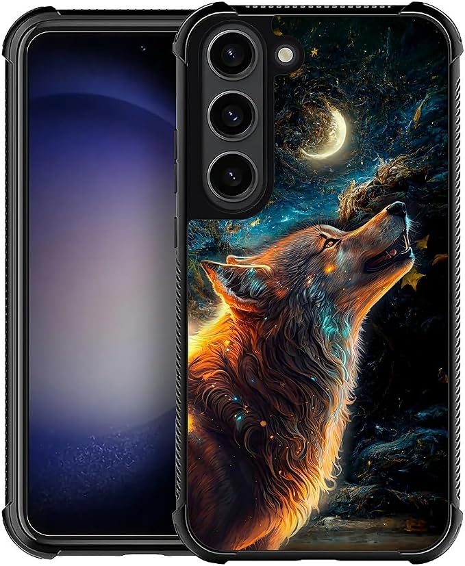 for Samsung Galaxy S23 Plus Case, Star Cave Hungry Wolf Pattern Graphic Design by FKBRCL4U