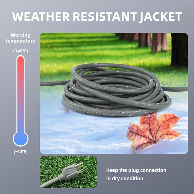 EP 2 Pack 6 Ft Outdoor Extension Cord, 16/3 SJTW Heavy Duty Power Cord - Image 5